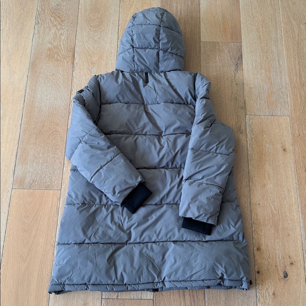 DKNY Hooded Puffer Parka Winter Snow Jacket Gray Lined Storm Cuffs Size XL NWT - Picture 5 of 10